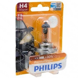 Лампа галоген H4 12В 60/55Вт PHILIPS Premium +30%